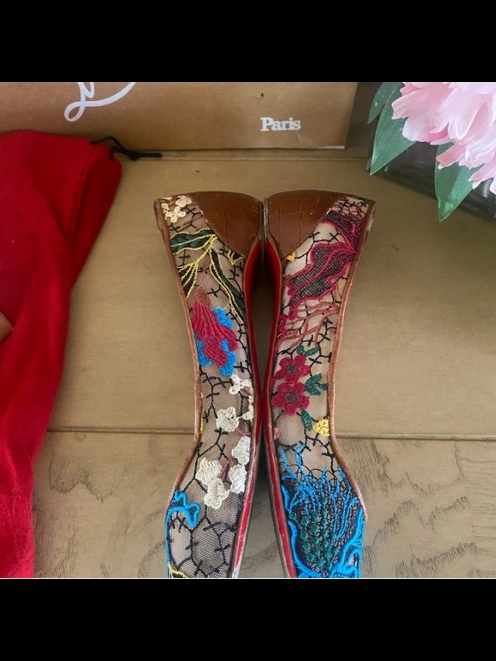 Christian Louboutin Multicolor Embroidered Floral Ballet Flats Size 40 - Picture 8 of 12